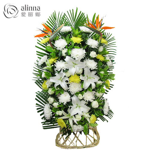 丧事花篮祭奠花圈追悼会黄白菊鲜花白事祭祀殡葬用品菊花北京同城 - 图3