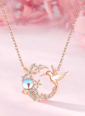 蓝桉已遇释槐鸟S925纯银项链女新款爆款轻奢高级感月光石吊坠