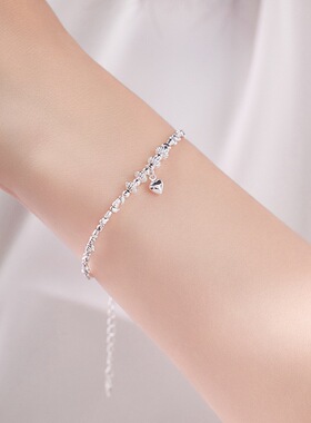 S925纯银爱心碎银子手链女时尚简约小众高级感设计手饰品520礼物