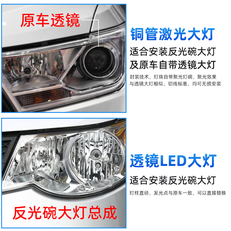 汽车自带双光透镜LED大灯激光超亮大灯泡12V9005H7H11远近一体H4 - 图2