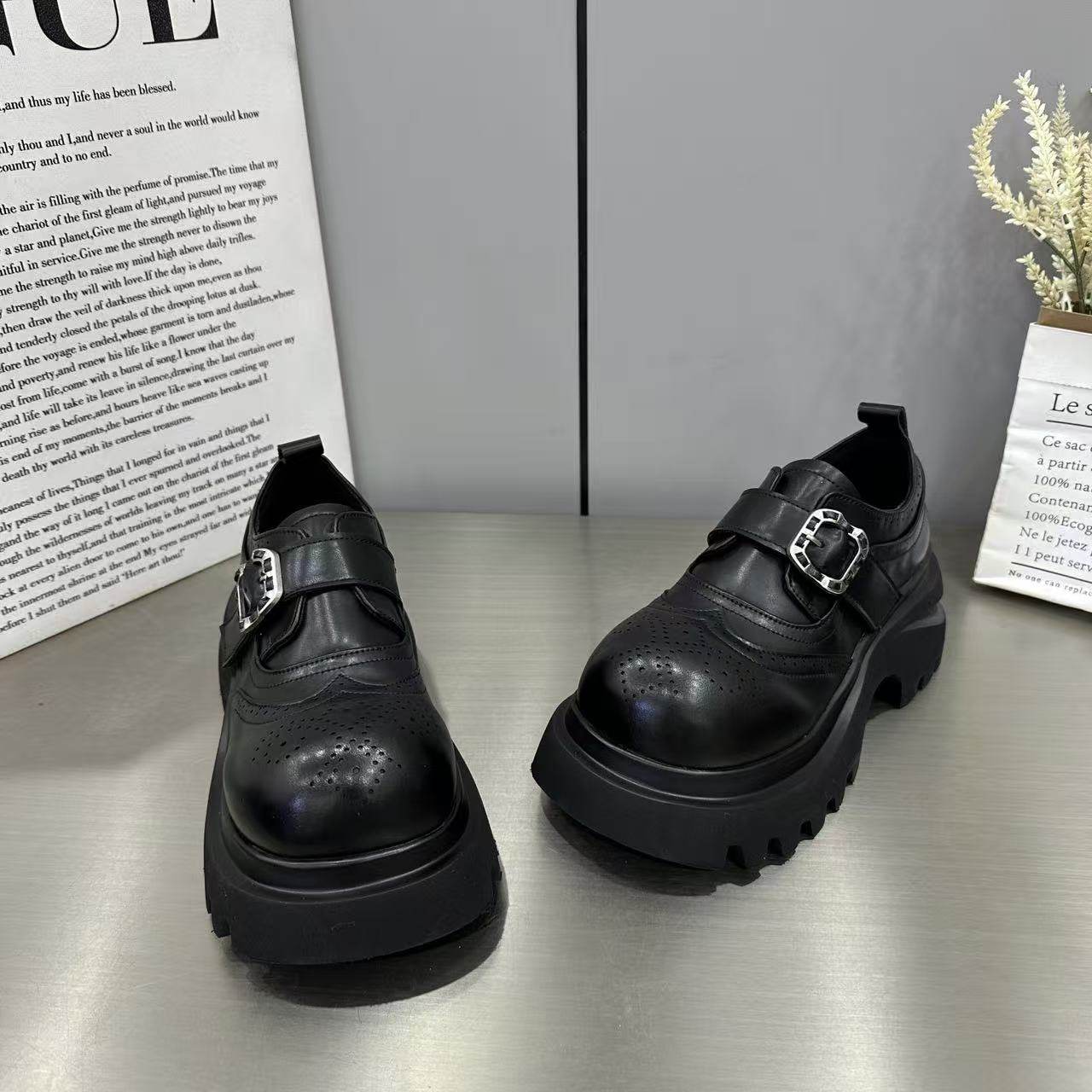 欧洲站2026春季新款英伦风厚底乐福鞋女复古圆头小学院风粗跟单鞋,淘宝优惠券,粉丝福利购,淘宝优惠卷