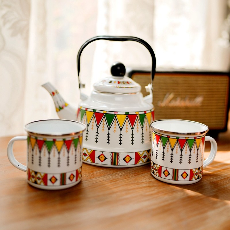 信一韩国取暖器烤火炉电暖炉搭配用珐琅搪瓷烧水壶茶壶水杯茶杯,淘宝优惠券,粉丝福利购,淘宝优惠卷