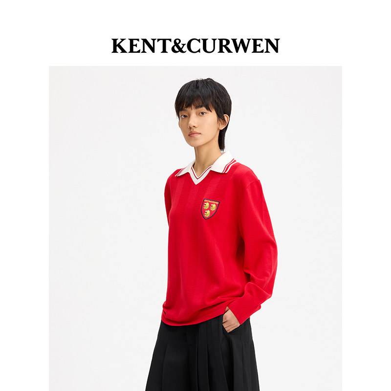 KENT&CURWEN/肯迪文秋冬系列男女同款绵羊毛混纺三狮徽章针织衫,淘宝优惠券,粉丝福利购,淘宝优惠卷