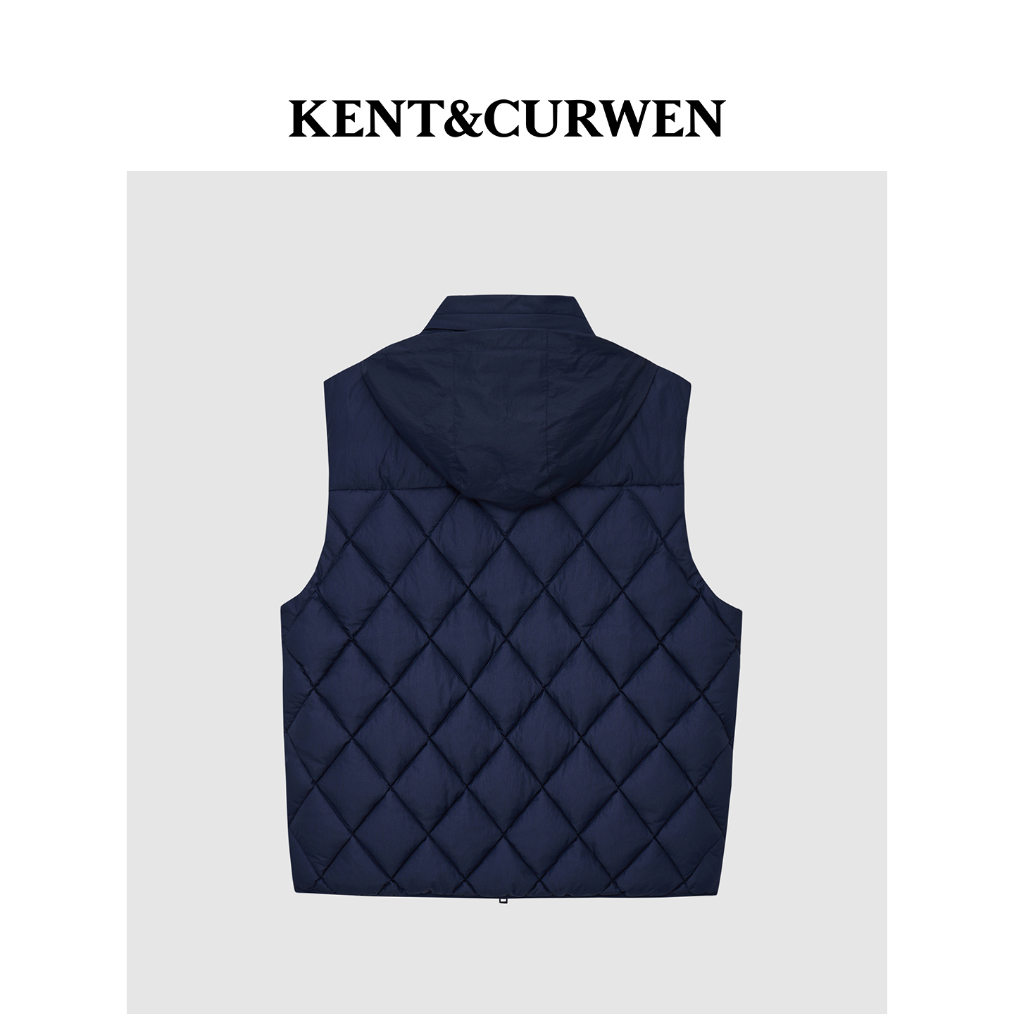 【圣诞礼物】KENT&CURWEN/肯迪文男士白鹅绒菱格三狮连帽羽绒马甲 - 图0