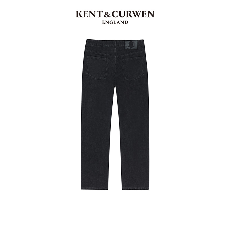 KENT&CURWEN/肯迪文春夏男士黑色直筒牛仔裤长裤弹力K4872EI101 - 图0