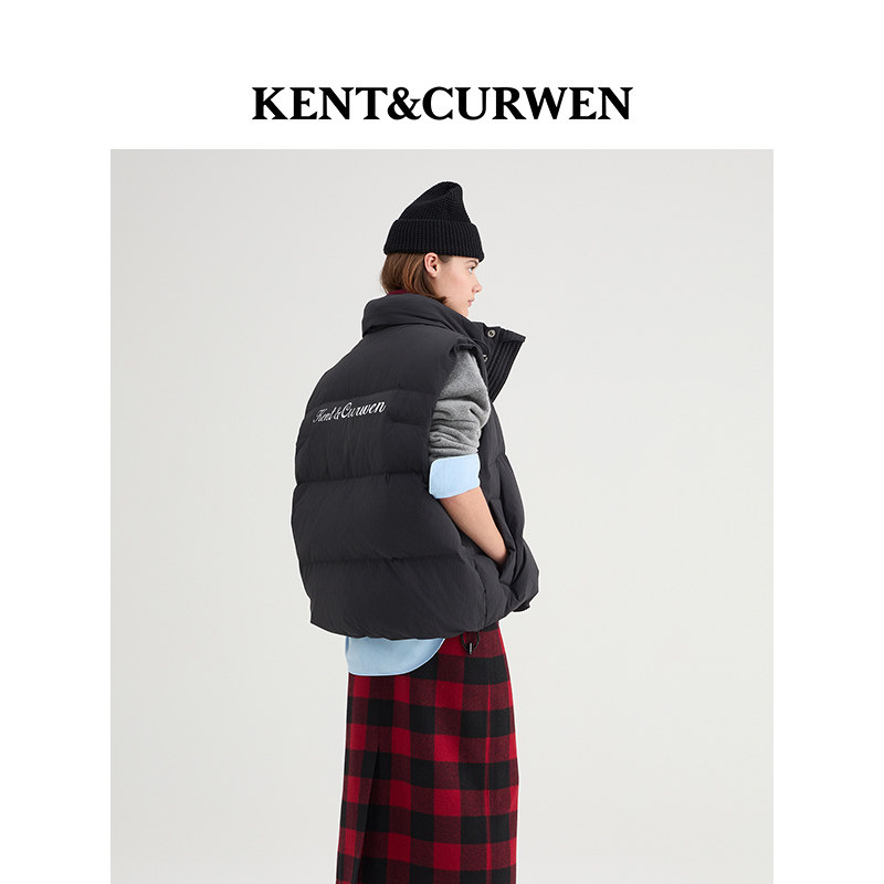 KENT&CURWEN/肯迪文秋冬男女同款羊毛混纺廓形藏帽白鹅羽绒马甲,淘宝优惠券,粉丝福利购,淘宝优惠卷