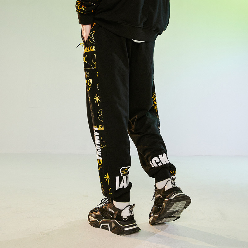 LAMLICKA烫金熊猫字母束脚休闲裤男潮牌春季美式大码运动卫裤宽松,淘宝优惠券,粉丝福利购,淘宝优惠卷