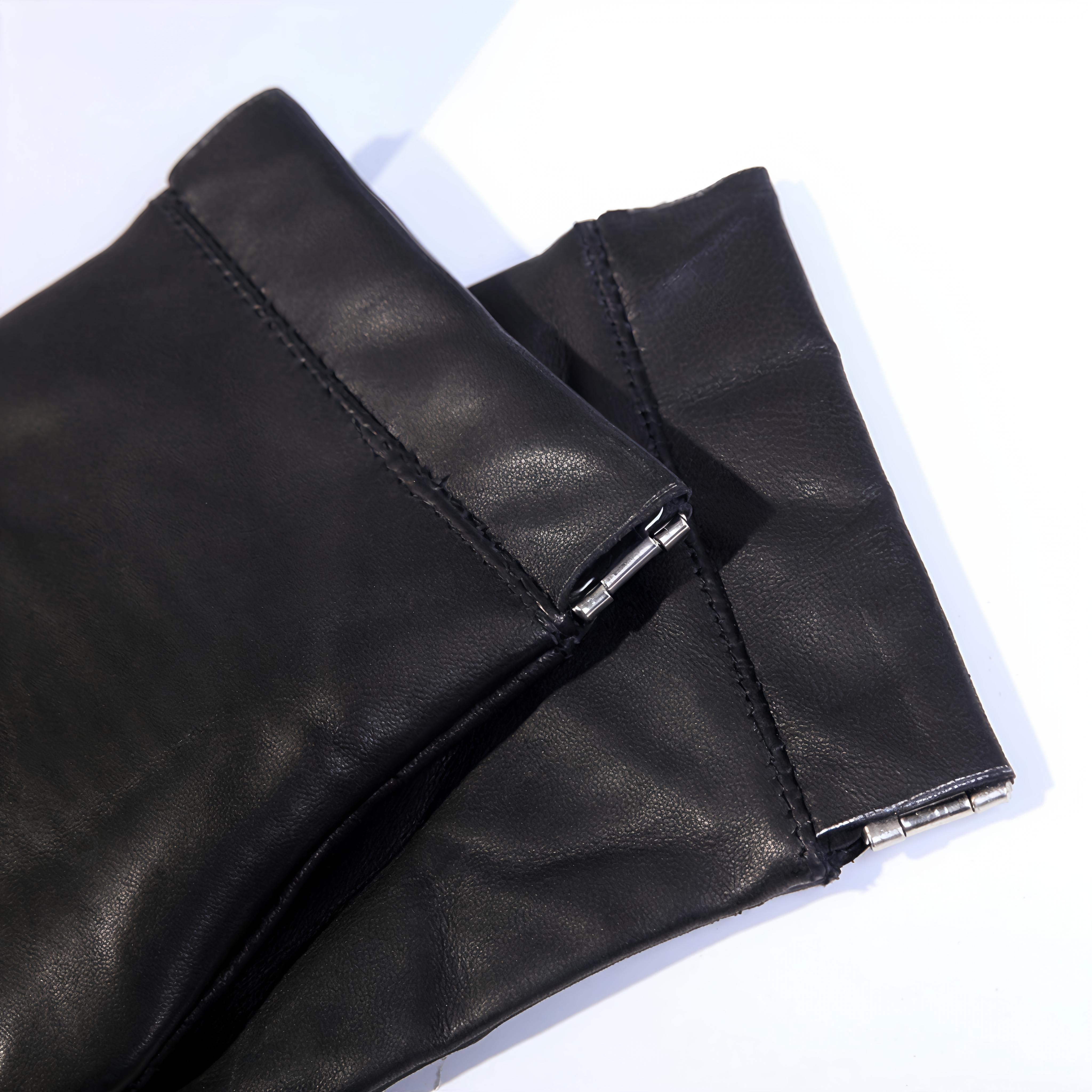 小羊皮耳机收纳包真皮迷你便携多功能数据线自动闭合收纳袋零钱包 - 图0