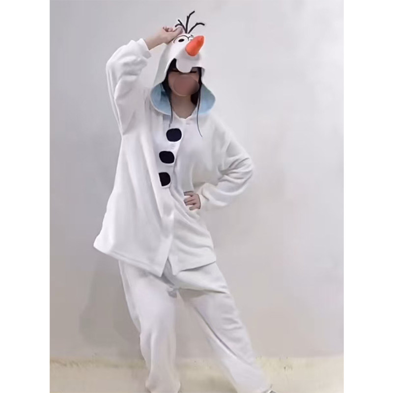 出日本拆标 春秋珊瑚绒 宽松偏肥 分体可爱卡通睡衣套装 雪人,淘宝优惠券,粉丝福利购,淘宝优惠卷