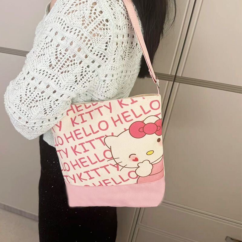 帆布包可爱卡通新款原创单肩包女外出加厚手提包大容量水桶斜挎包,淘宝优惠券,粉丝福利购,淘宝优惠卷