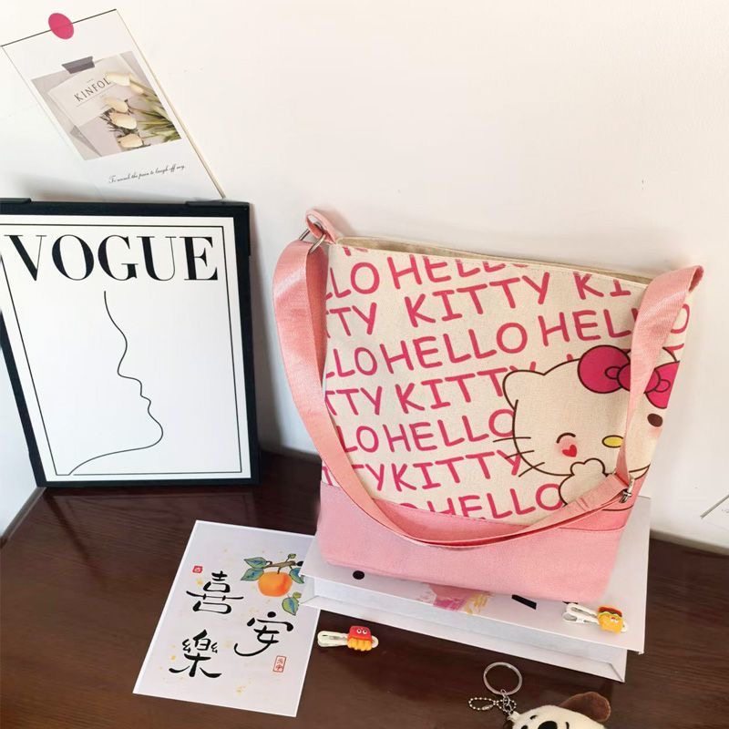 帆布包可爱卡通新款原创单肩包女外出加厚手提包大容量水桶斜挎包,淘宝优惠券,粉丝福利购,淘宝优惠卷