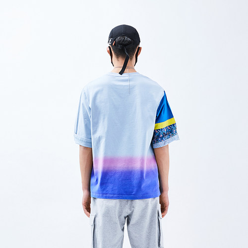 WINDERFLIES WINDINESS 19SS 原创设计潮牌 渐变吊染宽松短袖t恤 - 图1