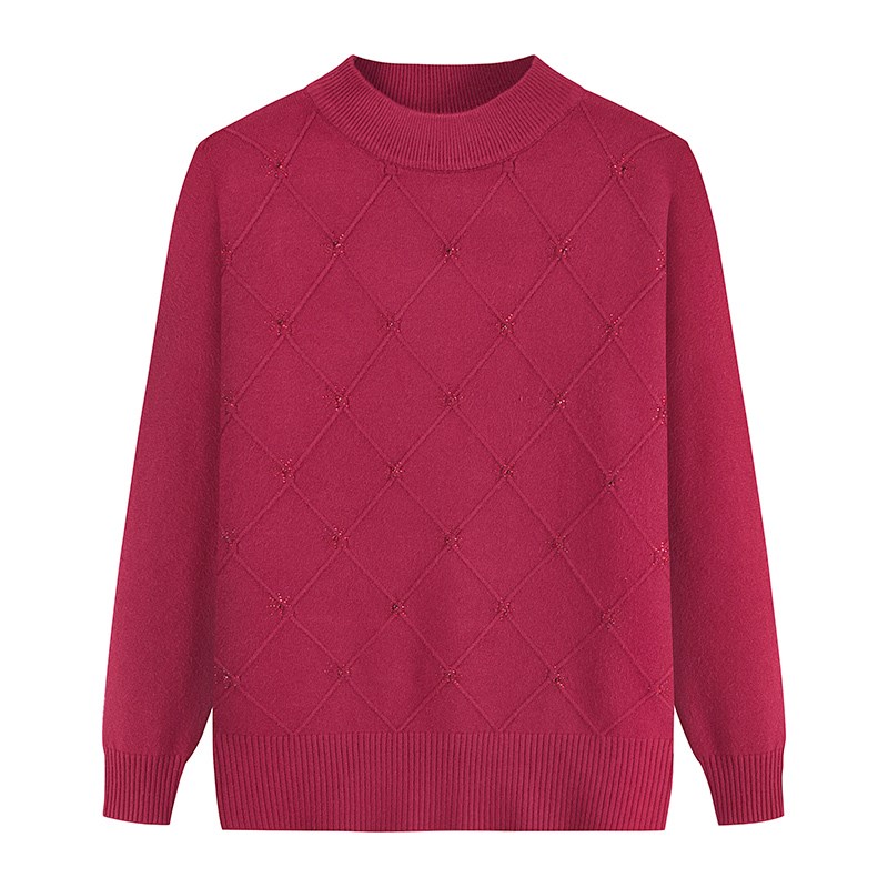 中老年人女装秋冬装加厚毛衣妈妈装套头上衣大码奶奶装针织打底衫 - 图0