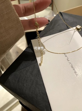 METWO镶钻贝壳四叶草项链女韩系精致立体mini号颈链饰品