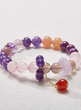 九紫离火运手链串珠女紫水晶紫幽灵天然水晶文玩手串手饰首饰批发