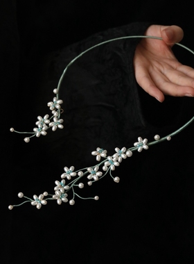 项圈女小众设计高级感古典国风气质项链珍珠花朵古风旗袍配饰