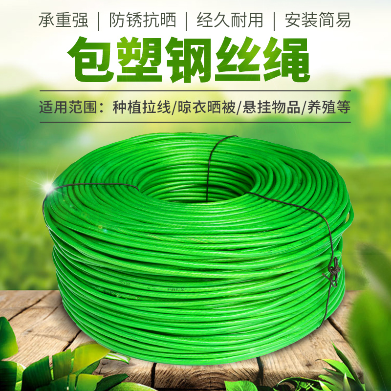 涂塑镀锌绿色包塑胶葡萄架钢丝绳图片_1