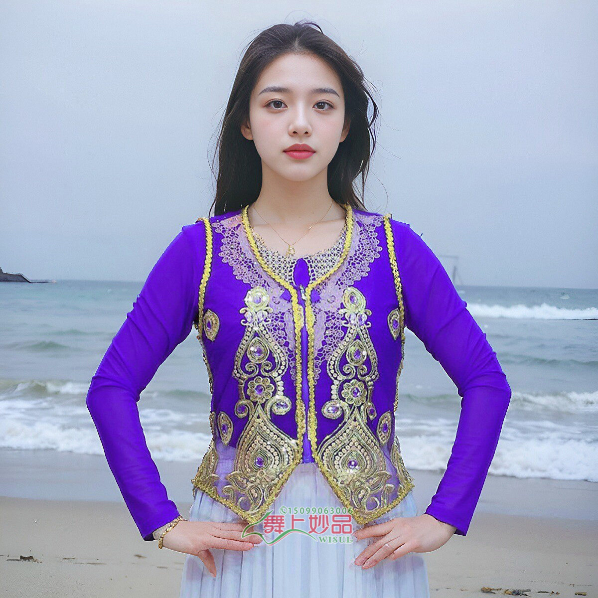 新疆民族服装维吾尔族舞蹈服饰广场舞绣花马甲外挂袷袢宝石上衣女,淘宝优惠券,粉丝福利购,淘宝优惠卷