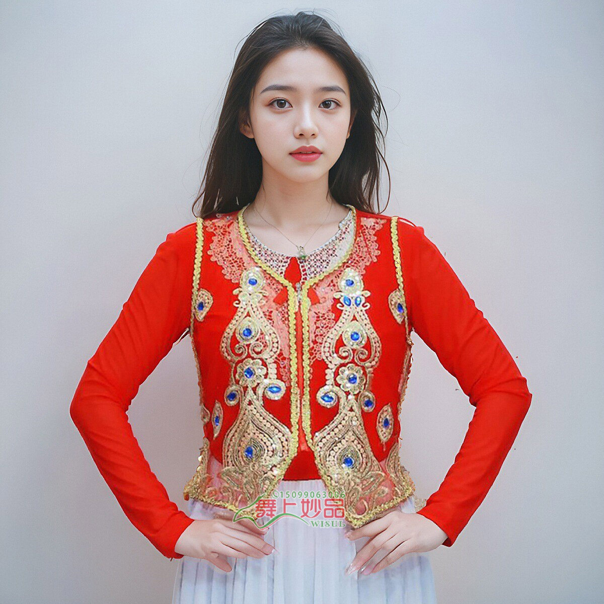 新疆民族服装维吾尔族舞蹈服饰广场舞绣花马甲外挂袷袢宝石上衣女,淘宝优惠券,粉丝福利购,淘宝优惠卷