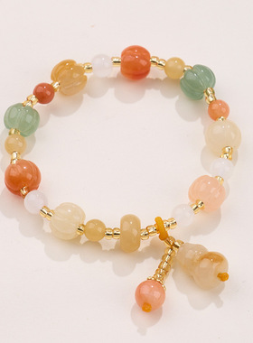 金丝玉手链小南瓜珠小葫芦女手串网红款玉石饰品套装直播礼品