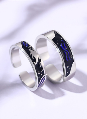 原创大海日韩冷淡学生情侣戒指