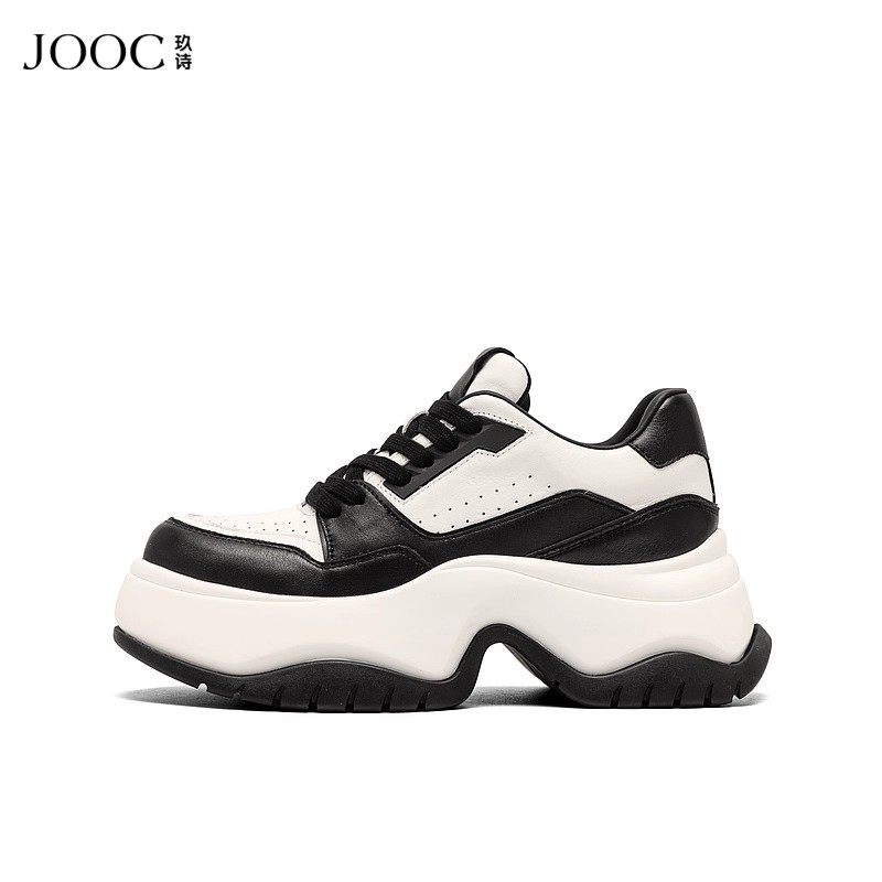 JOOC玖诗厚底老爹鞋女2025秋冬新款撞色百搭休闲鞋增高黑白熊猫鞋,淘宝优惠券,粉丝福利购,淘宝优惠卷