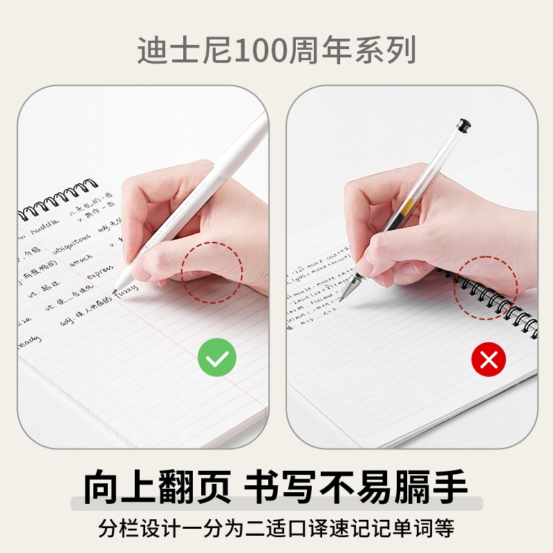 国誉KOKUYO上翻本TYAKASHA塔卡沙联名迪士尼限定线圈本双螺旋速记本B6学生记单词用笔记本错题本外壳防水本子 - 图1