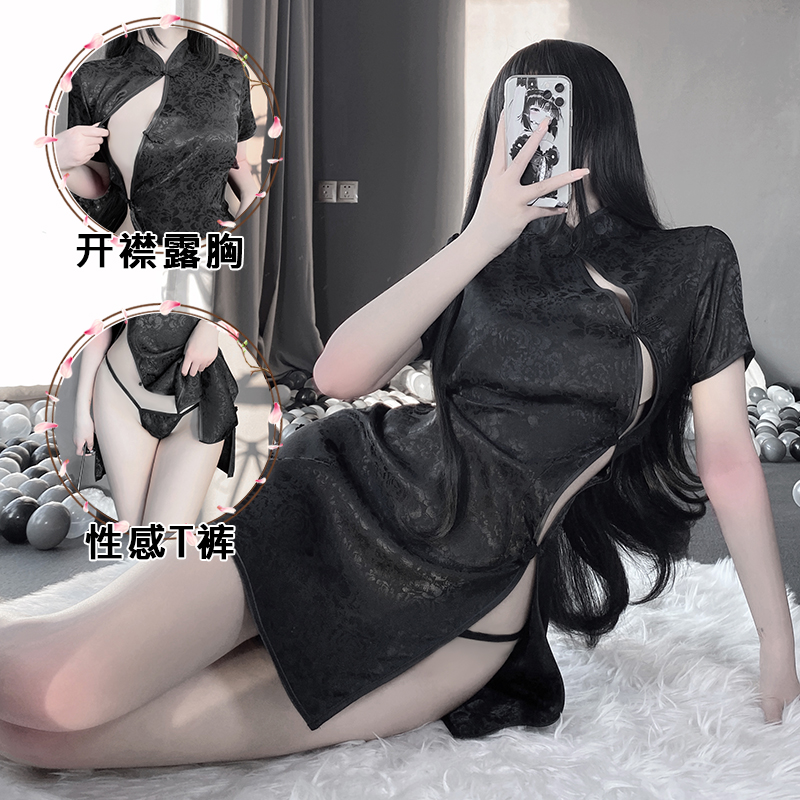 她的猫Hercat：性感古典旗袍制服睡衣风韵衣服大码诱惑情绪套装女 - 图0