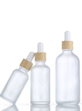 透明蒙砂玻璃精油瓶磨沙调配竹圈胶头滴管分装瓶子精华液稀释空瓶