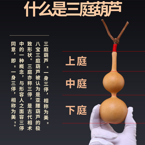 三庭手捻葫芦三亭葫芦摆件天然亚腰带龙头精品文玩手把件真长翻嘴 - 图1