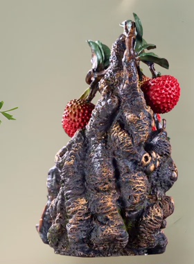 仿真荔枝鸿运当头佛山石湾公仔陶瓷摆件公司办公乔迁客厅玄关中式