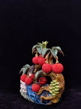 客厅办公室石湾陶瓷荔枝吉祥中式