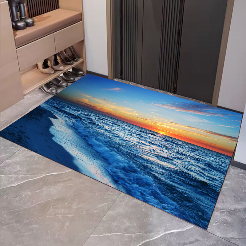 进门玄关蓝色海洋沙滩大海风格地垫入户卫生间吸水防滑门口地毯,淘宝优惠券,粉丝福利购,淘宝优惠卷