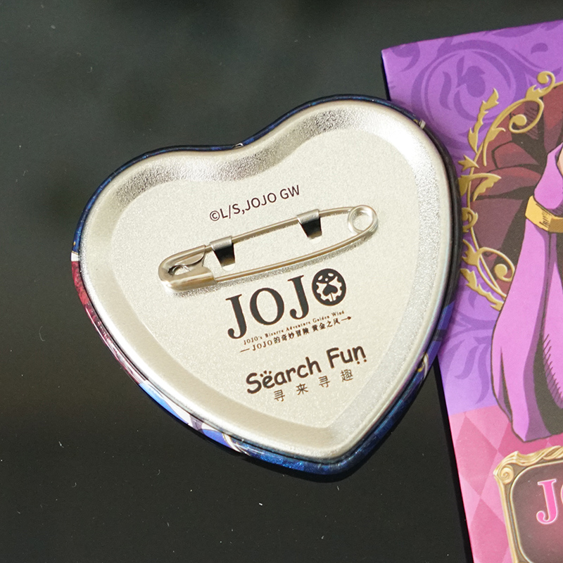 JOJO的奇妙冒险黄金之风收藏动漫周边盲盒双闪爱心形马口铁徽章 - 图1