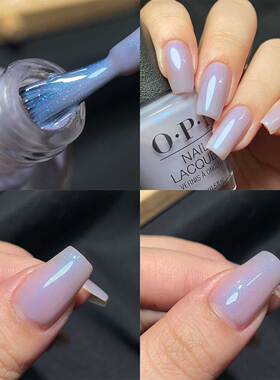 opi夏日细闪奶油绿美甲免烤快干
