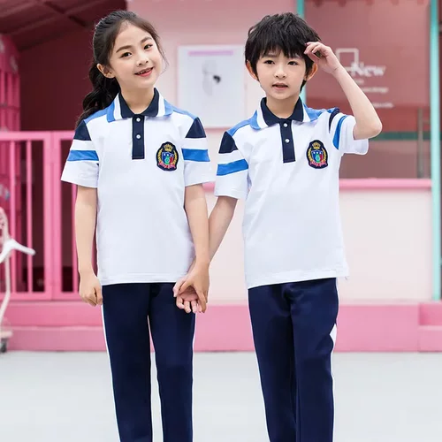 夏季中学生校服初中生小学生班服情侣短袖运动套装团体服 - 图0