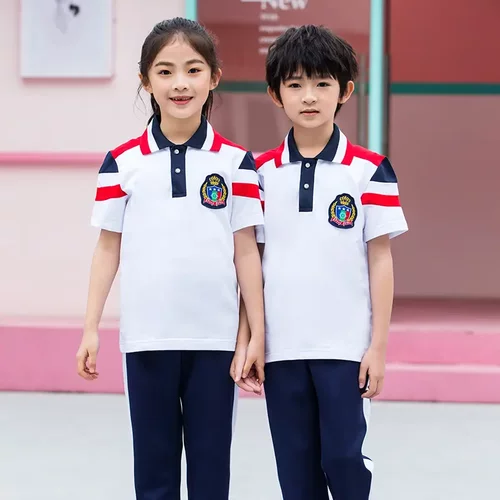 夏季中学生校服初中生小学生班服情侣短袖运动套装团体服 - 图2