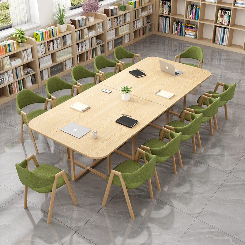 简约现代办公接待会客大型培训会议桌椅图书馆阅览室长条桌椅组合