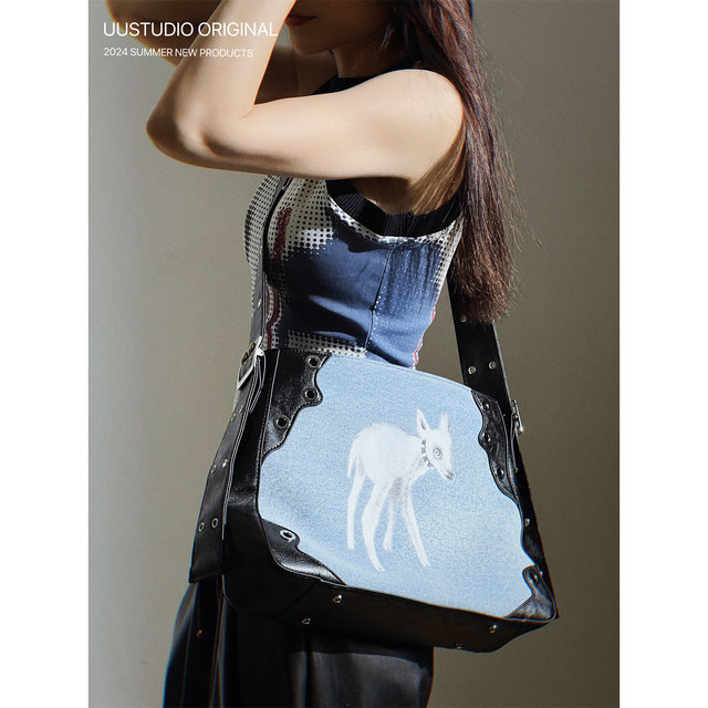 Elk Denim Tote Large Capacity Crossbody Bag