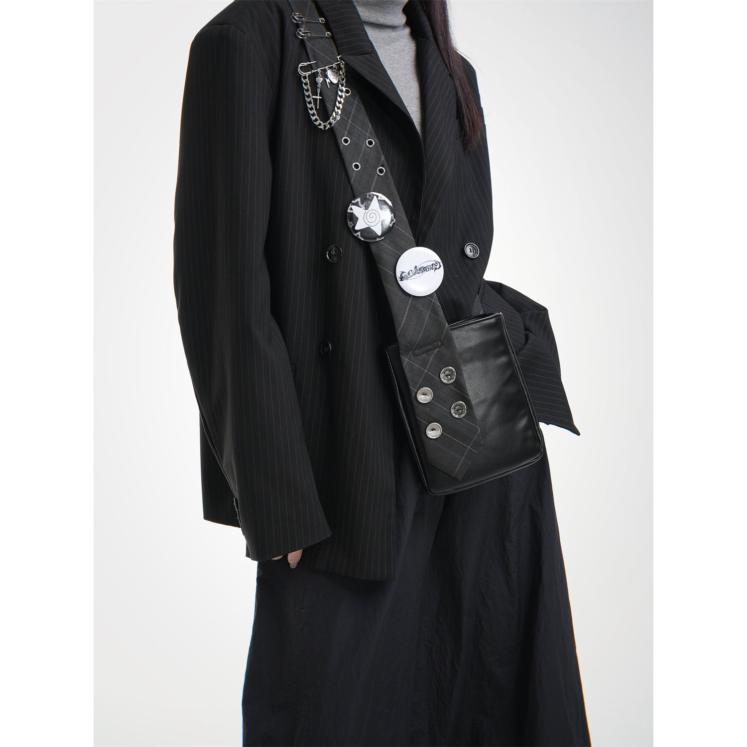 uustudio小众原创设计师百搭领带包个性diy吧唧单肩斜挎小方包潮,淘宝优惠券,粉丝福利购,淘宝优惠卷