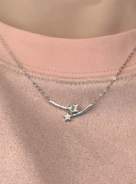 s925纯银微笑流星锁骨链女高级感