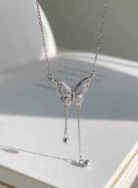 s925纯银蝴蝶锁骨链女百搭简约