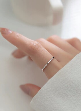 s925纯银新款麻花戒指简约小众女