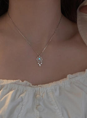 s925纯银月光石捕梦网项链女轻奢