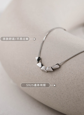 s925纯银豆豆项链小众设计锁骨链