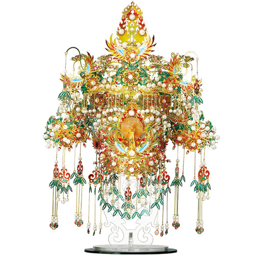 拼酷金翅鸟冠金属拼装模型十里红妆花轿嫁衣凤冠3d拼图结婚礼物 - 图3