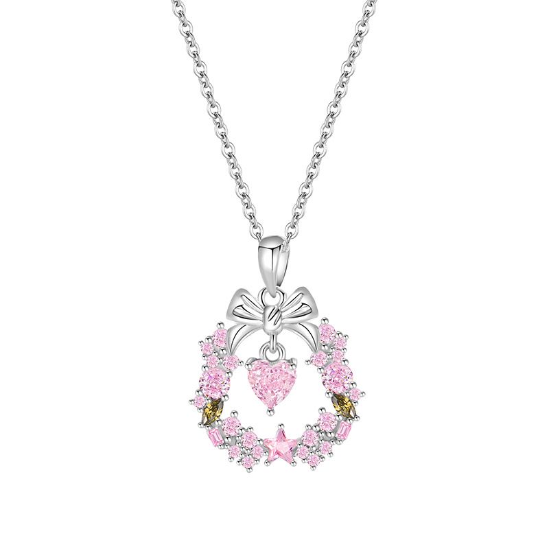 S925纯银爱之花环项链蝴蝶女小红书同款轻奢高级不掉色圣诞节礼物 - 图3