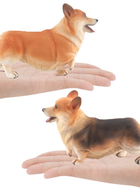 跨境仿真大号趣味柯基犬摆件模型玩具实心创意静态狗狗模玩手办