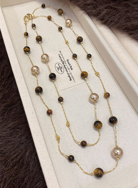 美拉德虎眼石珍珠项链2025新款