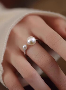 高级感轻奢施家珍珠开口戒指女
